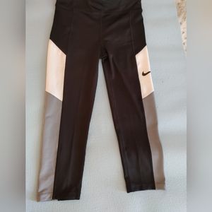 Nike Girl's Black, Grey & White Crop Leggings ~ Size XL
